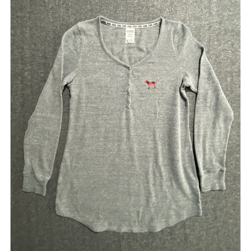 PINK Victoria Secret Sleepwear Dress Shirt Gray Size M